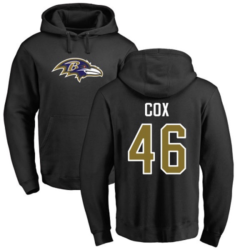 Men Baltimore Ravens Black Morgan Cox Name and Number Logo NFL Football #46 Pullover Hoodie Sweatshirt